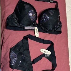 Victoria's Secret Black and Purple Sequin Bra